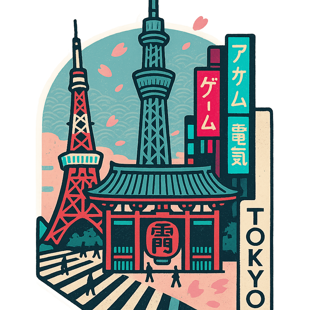Tokyo illustrated souvenir sticker